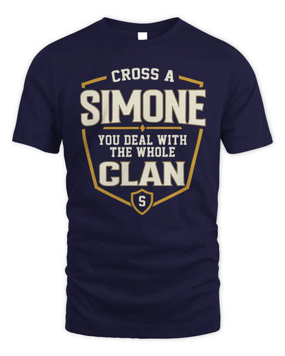 SIMONE NT1-K008 Cross A/An NAME, You Deal With the Whole Clan | Personalized Vintage T-Shirt - Unisex Standard T-Shirt - Navy