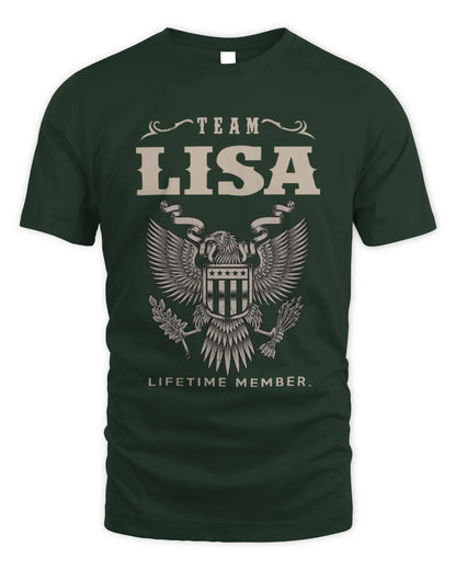 LISA TP06-K82 – Personalized Classic Style Apparel “Team NAME Lifetime Member” - Unisex Standard T-Shirt - Forest Green