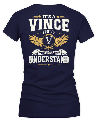 VINCE KT06-M008 It’s a [NAME] Thing – You Wouldn’t Understand | Personalized Vintage T-Shirt - Women's V-Neck T-Shirt - Navy