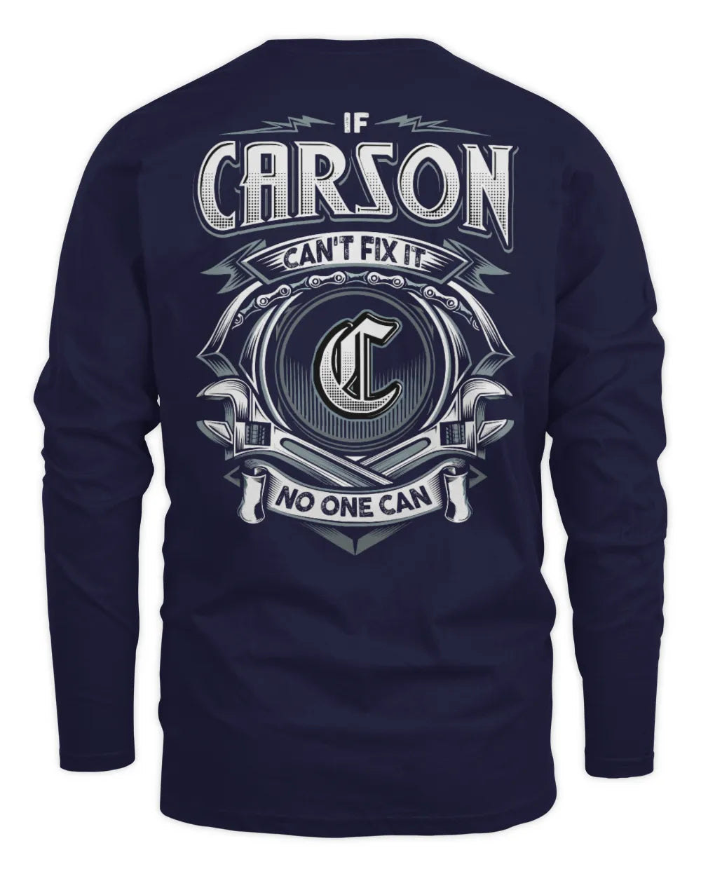 CARSON AP81-K4-626 - Personalized Ahmed Quote Apparel “If Ahmed Can't Fix It, No One Can” - Men's Long Sleeved T-Shirt - Navy
