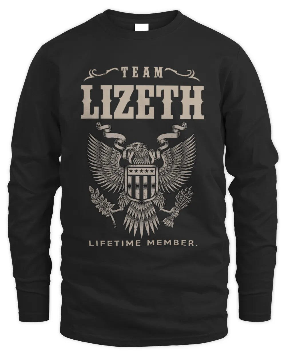 LIZETH TP06-K82 – Personalized Classic Style Apparel “Team NAME Lifetime Member” - Men's Long Sleeved T-Shirt - Black