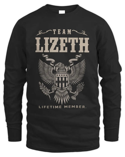 LIZETH TP06-K82 – Personalized Classic Style Apparel “Team NAME Lifetime Member” - Men's Long Sleeved T-Shirt - Black