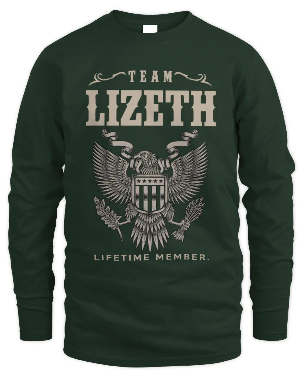 LIZETH TP06-K82 – Personalized Classic Style Apparel “Team NAME Lifetime Member” - Men's Long Sleeved T-Shirt - Forest Green