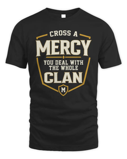MERCY NT1-K008 Cross A/An NAME, You Deal With the Whole Clan | Personalized Vintage T-Shirt - Unisex Standard T-Shirt - Black