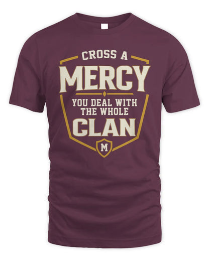 MERCY NT1-K008 Cross A/An NAME, You Deal With the Whole Clan | Personalized Vintage T-Shirt - Unisex Standard T-Shirt - Maroon