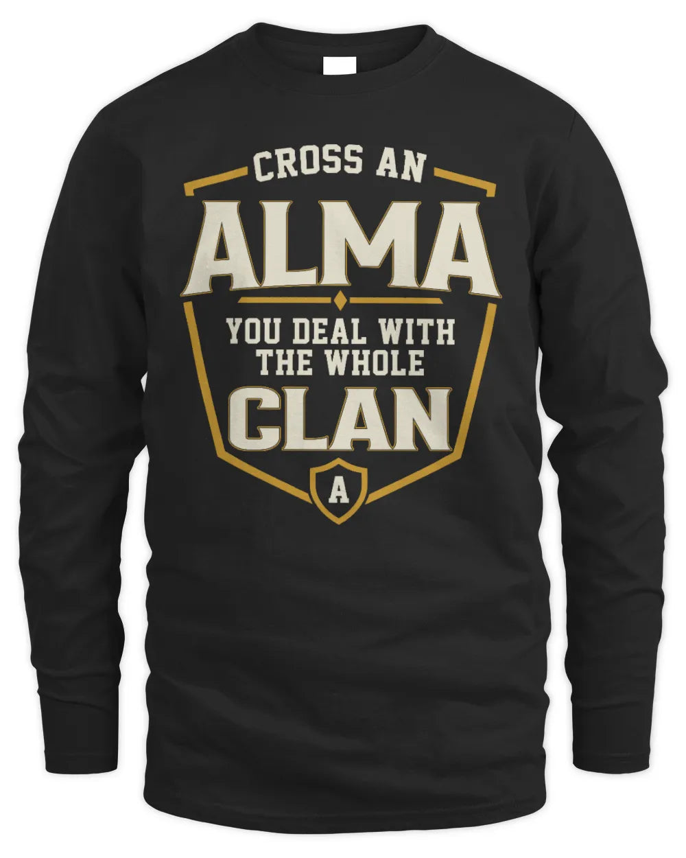 ALMA NT1-K008 Cross A/An NAME, You Deal With the Whole Clan | Personalized Vintage T-Shirt - Men's Long Sleeved T-Shirt - Black