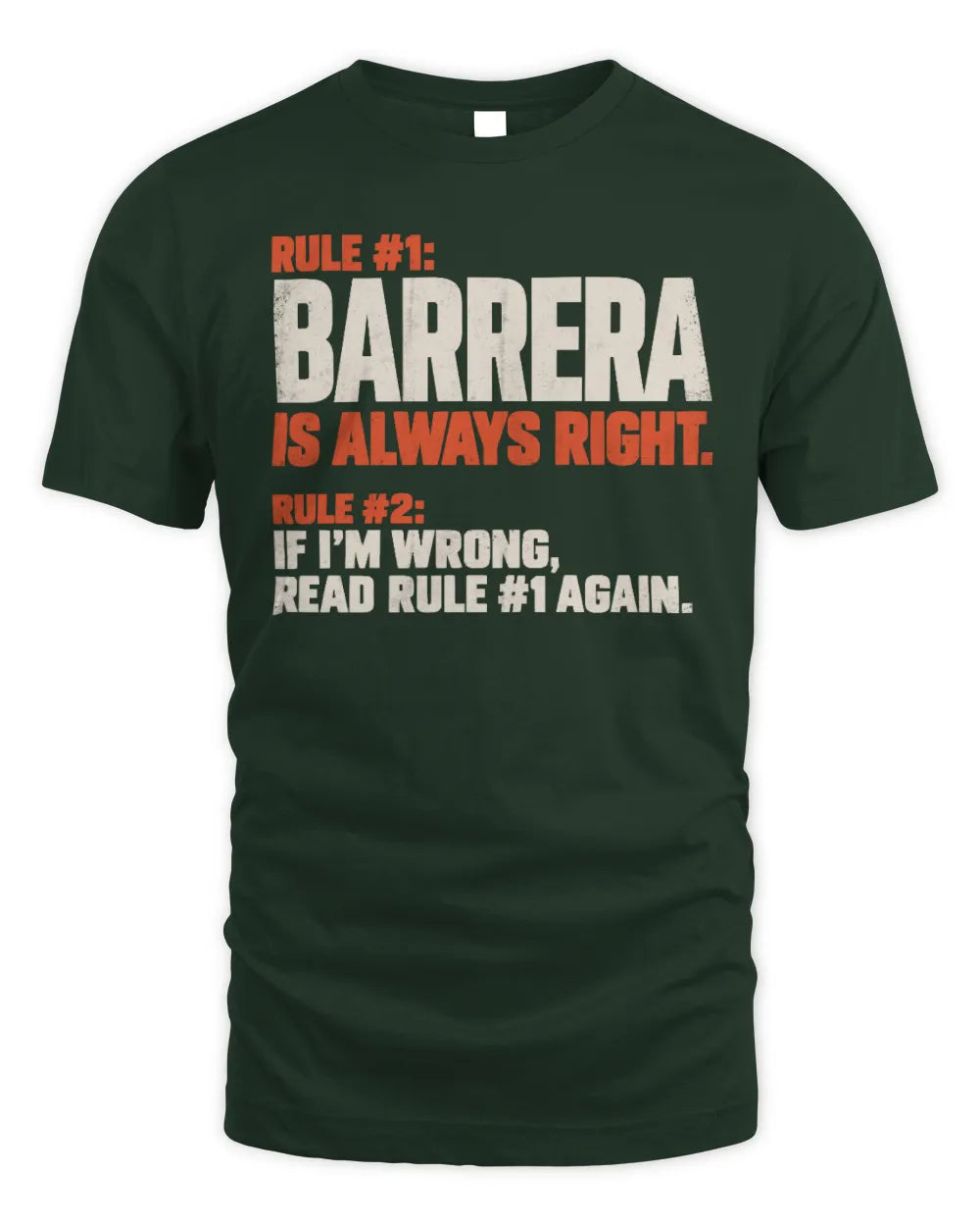 BARRERA NP1-H006 
Always Right Personalized Name T-Shirt – Funny Custom Name Shirt - Unisex Standard T-Shirt - Forest Green