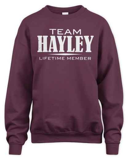 HAYLEY BL62-K4-128 - Personalized “Team NAME Lifetime Member” - Unisex Sweatshirt - Maroon
