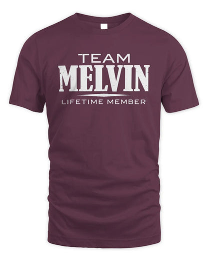 MELVIN BL62-K4-128 - Personalized “Team NAME Lifetime Member” - Unisex Standard T-Shirt - Maroon