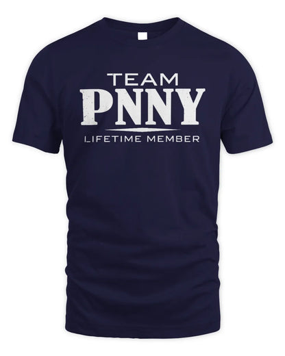 PNNY BL62-K4-128 - Personalized “Team NAME Lifetime Member” - Unisex Standard T-Shirt - Navy