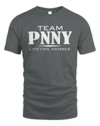 PNNY BL62-K4-128 - Personalized “Team NAME Lifetime Member” - Unisex Standard T-Shirt - Charcoal