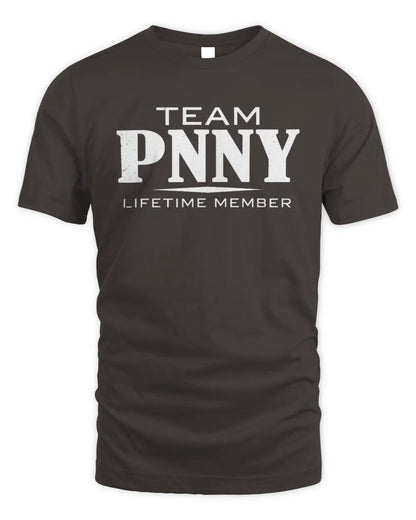 PNNY BL62-K4-128 - Personalized “Team NAME Lifetime Member” - Unisex Standard T-Shirt - Dark Chocolate