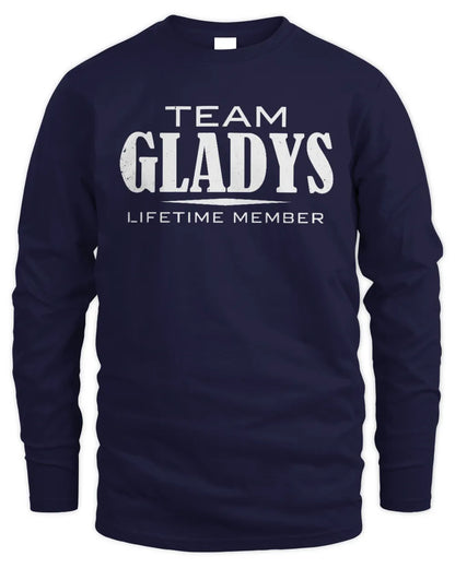 GLADYS BL62-K4-128 - Personalized “Team NAME Lifetime Member” - Men's Long Sleeved T-Shirt - Navy