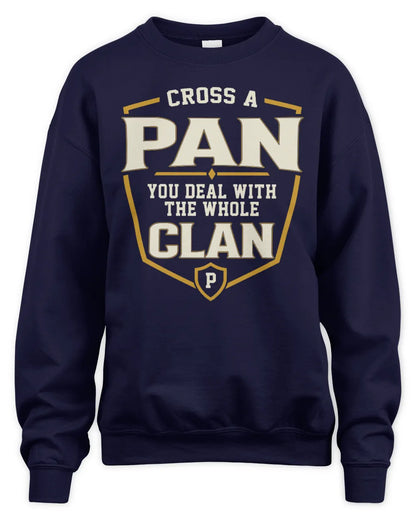 PAN NT1-K008 Cross A/An NAME, You Deal With the Whole Clan | Personalized Vintage T-Shirt - Unisex Sweatshirt - Navy