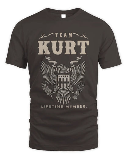 KURT TP06-K82 – Personalized Classic Style Apparel “Team NAME Lifetime Member” - Unisex Standard T-Shirt - Dark Chocolate