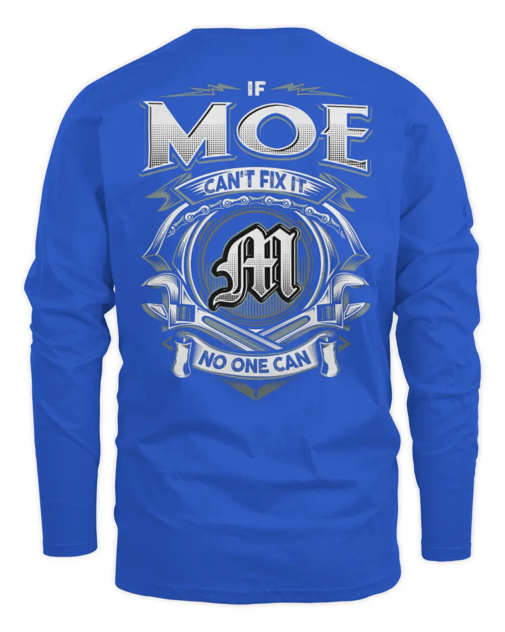 MOE AP81-K4-626 - Personalized Ahmed Quote Apparel “If Ahmed Can't Fix It, No One Can” - Men's Long Sleeved T-Shirt - Royal