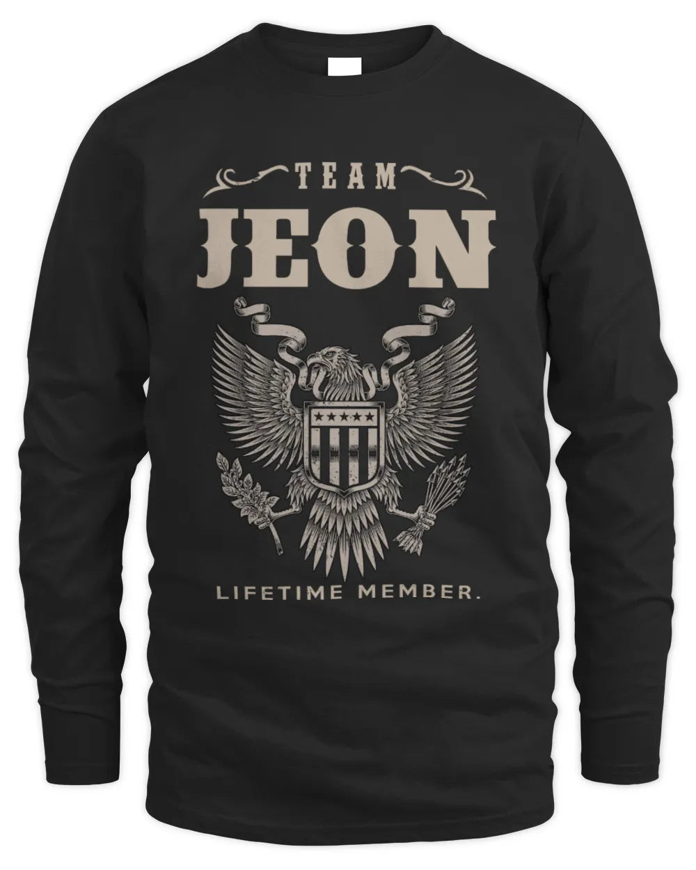 JEON TP06-K82 – Personalized Classic Style Apparel “Team NAME Lifetime Member” - Men's Long Sleeved T-Shirt - Black