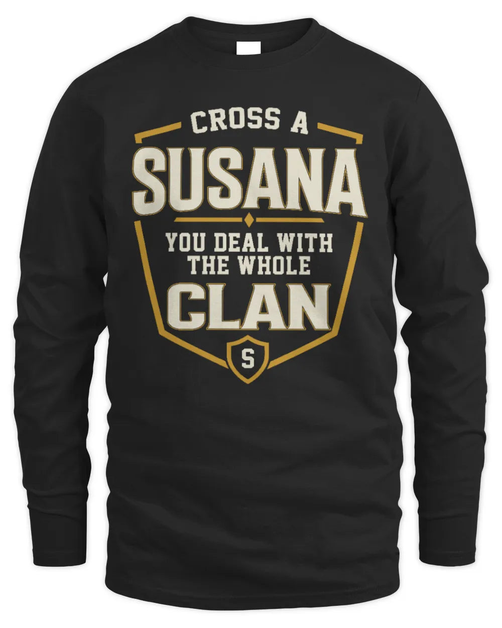 SUSANA NT1-K008 Cross A/An NAME, You Deal With the Whole Clan | Personalized Vintage T-Shirt - Men's Long Sleeved T-Shirt - Black