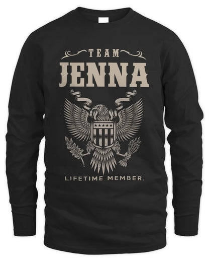 JENNA TP06-K82 – Personalized Classic Style Apparel “Team NAME Lifetime Member” - Men's Long Sleeved T-Shirt - Black