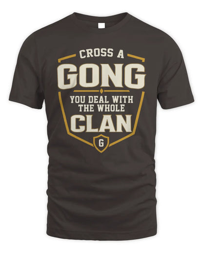 GONG NT1-K008 Cross A/An NAME, You Deal With the Whole Clan | Personalized Vintage T-Shirt - Unisex Standard T-Shirt - Dark Chocolate
