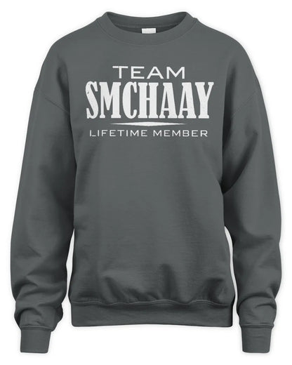 SMCHAAY BL62-K4-128 - Personalized “Team NAME Lifetime Member” - Unisex Sweatshirt - Charcoal