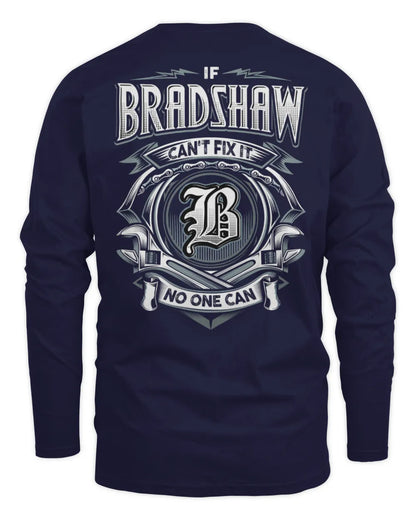 BRADSHAW AP81-K4-626 - Personalized Ahmed Quote Apparel “If Ahmed Can't Fix It, No One Can” - Men's Long Sleeved T-Shirt - Navy