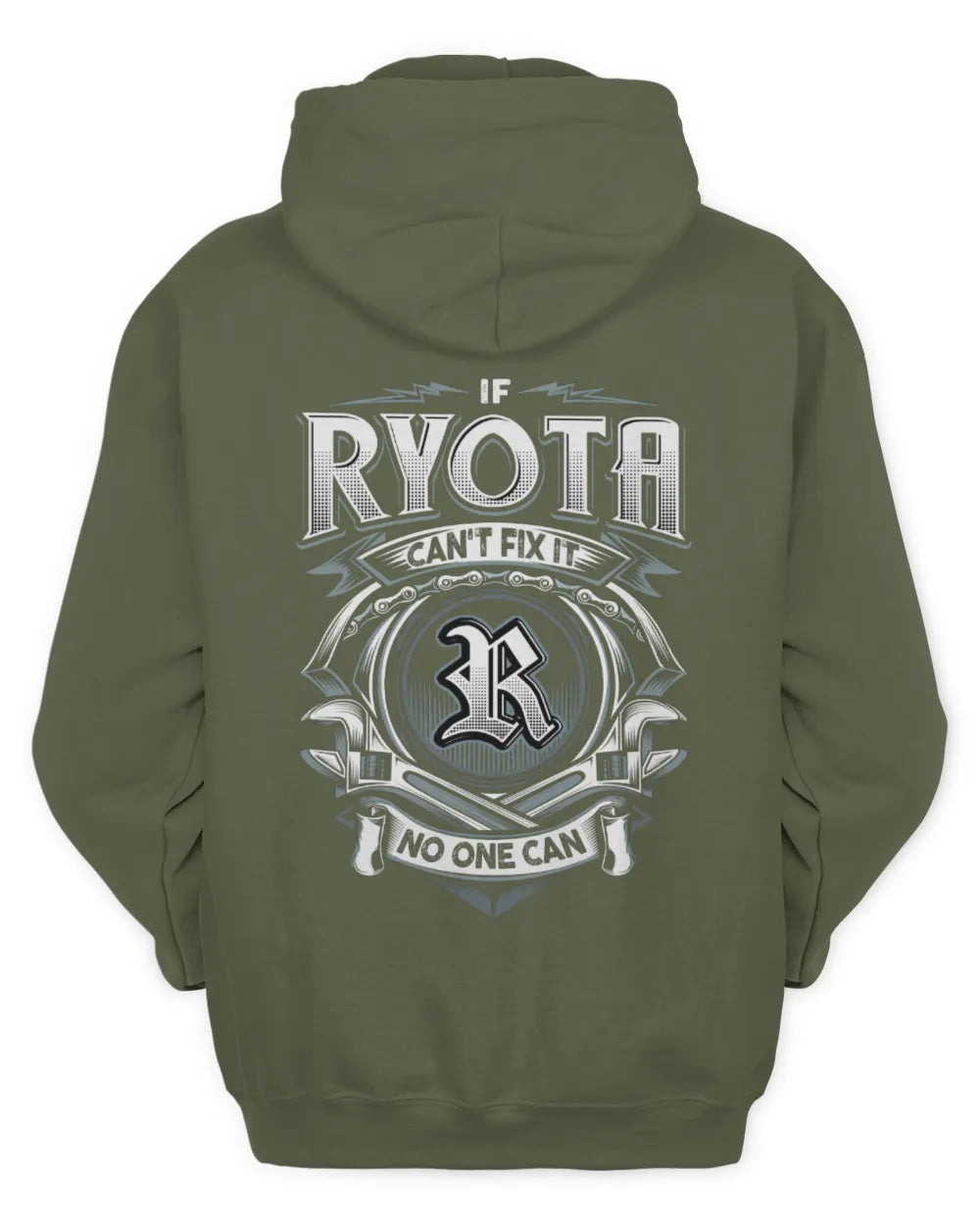 RYOTA AP81-K4-626 - Personalized Ahmed Quote Apparel “If Ahmed Can't Fix It, No One Can” - Unisex Hoodie - Military Green