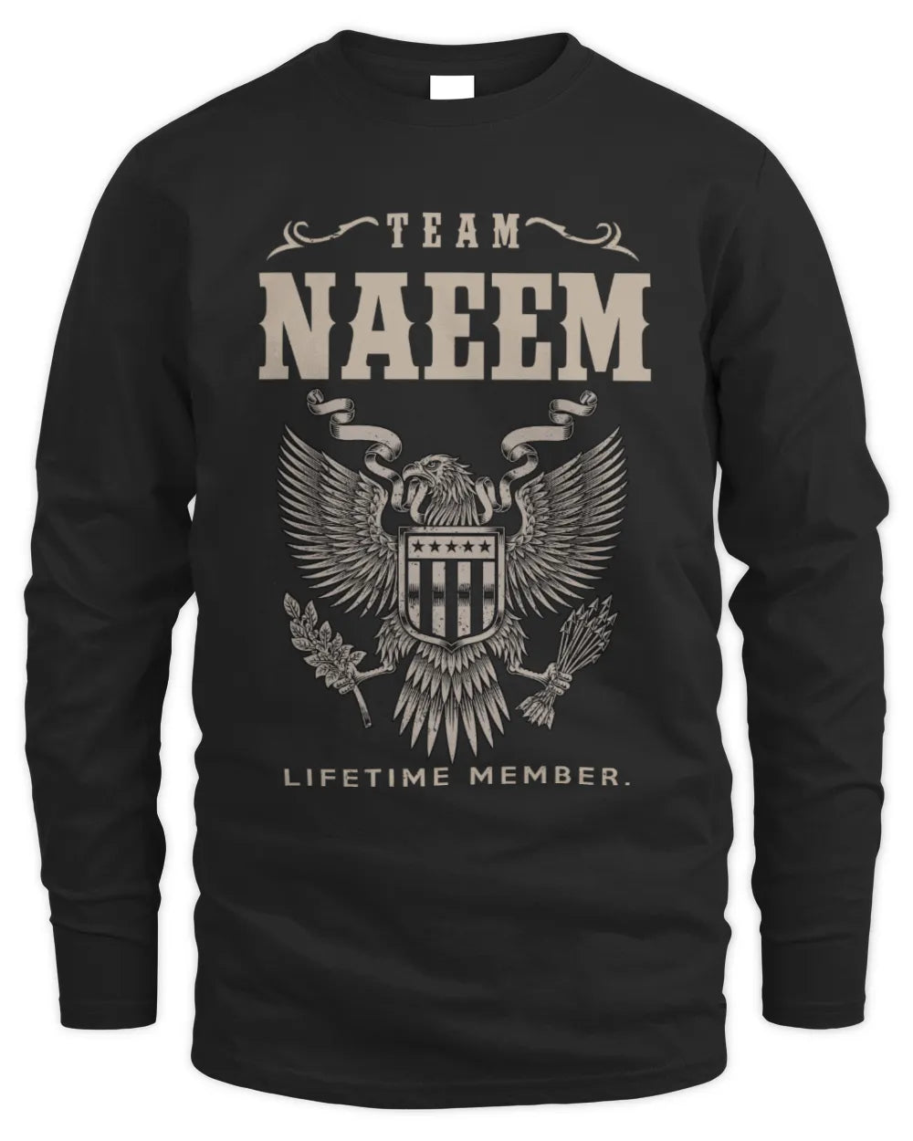 NAEEM TP06-K82 – Personalized Classic Style Apparel “Team NAME Lifetime Member” - Men's Long Sleeved T-Shirt - Black
