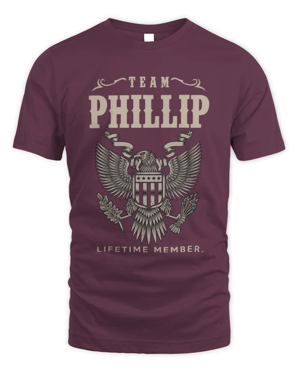 PHILLIP TP06-K82 – Personalized Classic Style Apparel “Team NAME Lifetime Member” - Unisex Standard T-Shirt - Maroon