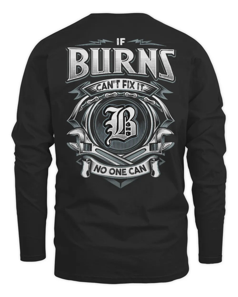 BURNS AP81-K4-626 - Personalized Ahmed Quote Apparel “If Ahmed Can't Fix It, No One Can” - Men's Long Sleeved T-Shirt - Black