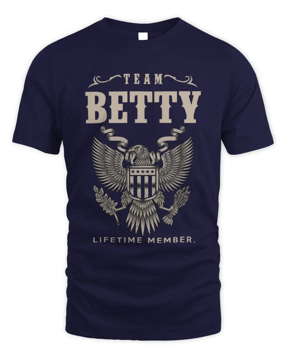 BETTY TP06-K82 – Personalized Classic Style Apparel “Team NAME Lifetime Member” - Unisex Standard T-Shirt - Navy