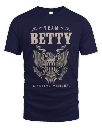BETTY TP06-K82 – Personalized Classic Style Apparel “Team NAME Lifetime Member” - Unisex Standard T-Shirt - Navy