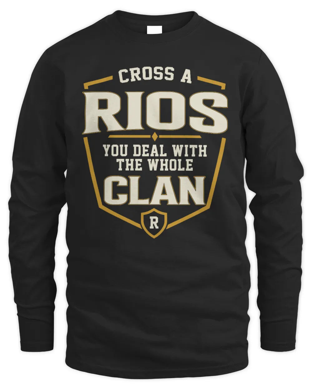 RIOS NT1-K008 Cross A/An NAME, You Deal With the Whole Clan | Personalized Vintage T-Shirt - Men's Long Sleeved T-Shirt - Black