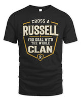 RUSSELL NT1-K008 Cross A/An NAME, You Deal With the Whole Clan | Personalized Vintage T-Shirt - Unisex Standard T-Shirt - Black