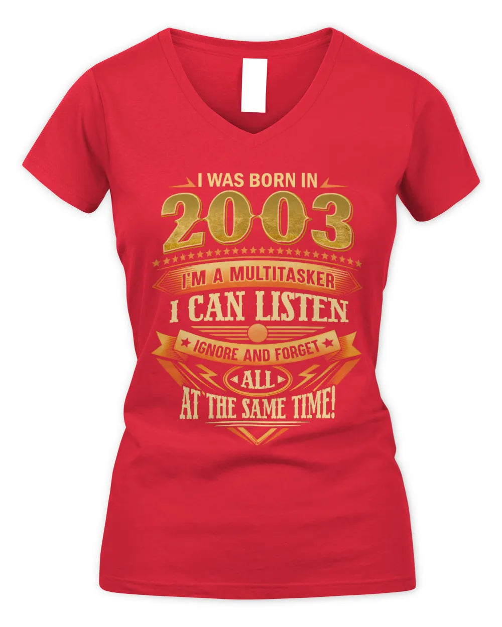 2003 HH89-K2 – Funny Birth Year Multitasker Quote T-Shirt - Women's V-Neck T-Shirt - Red