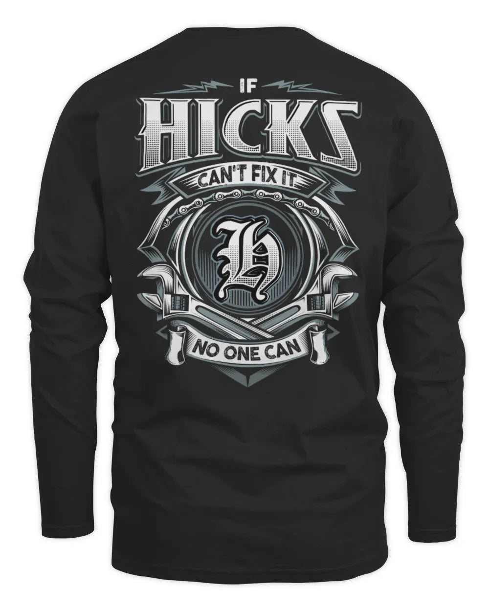 HICKS AP81-K4-626 - Personalized Ahmed Quote Apparel “If Ahmed Can't Fix It, No One Can” - Men's Long Sleeved T-Shirt - Black