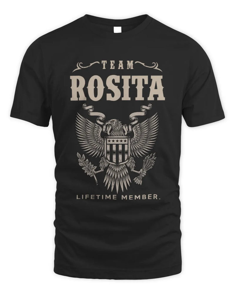 ROSITA TP06-K82 – Personalized Classic Style Apparel “Team NAME Lifetime Member” - Unisex Standard T-Shirt - Black