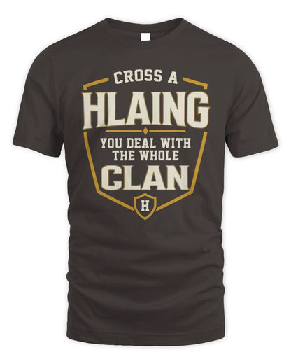 HLAING NT1-K008 Cross A/An NAME, You Deal With the Whole Clan | Personalized Vintage T-Shirt - Unisex Standard T-Shirt - Dark Chocolate