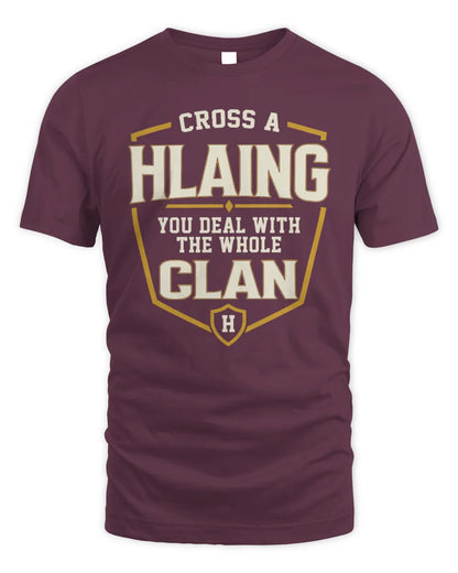 HLAING NT1-K008 Cross A/An NAME, You Deal With the Whole Clan | Personalized Vintage T-Shirt - Unisex Standard T-Shirt - Maroon