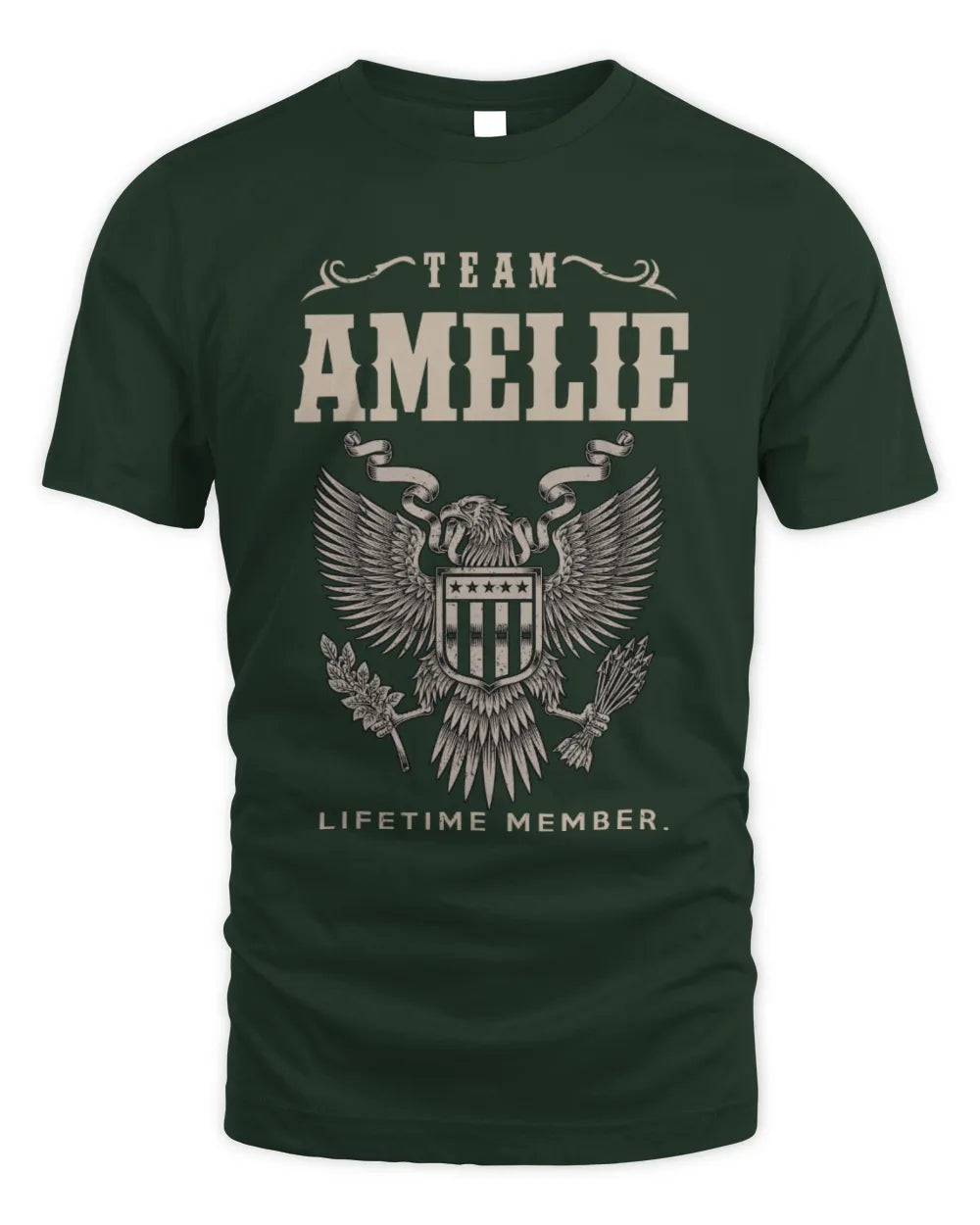 AMELIE TP06-K82 – Personalized Classic Style Apparel “Team NAME Lifetime Member” - Unisex Standard T-Shirt - Forest Green