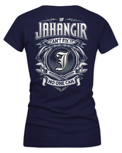 JAHANGIR AP81-K4-626 - Personalized Ahmed Quote Apparel “If Ahmed Can't Fix It, No One Can” - Women's V-Neck T-Shirt - Navy