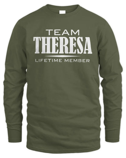 THERESA BL62-K4-128 - Personalized “Team NAME Lifetime Member” - Men's Long Sleeved T-Shirt - Military Green