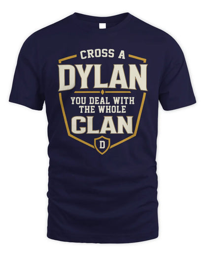 DYLAN NT1-K008 Cross A/An NAME, You Deal With the Whole Clan | Personalized Vintage T-Shirt - Unisex Standard T-Shirt - Navy