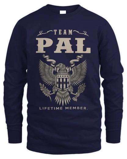 PAL TP06-K82 – Personalized Classic Style Apparel “Team NAME Lifetime Member” - Men's Long Sleeved T-Shirt - Navy
