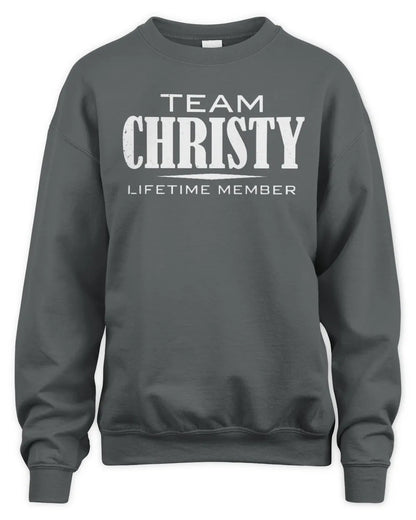 CHRISTY BL62-K4-128 - Personalized “Team NAME Lifetime Member” - Unisex Sweatshirt - Charcoal
