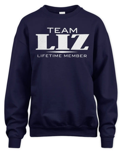 LIZ BL62-K4-128 - Personalized “Team NAME Lifetime Member” - Unisex Sweatshirt - Navy