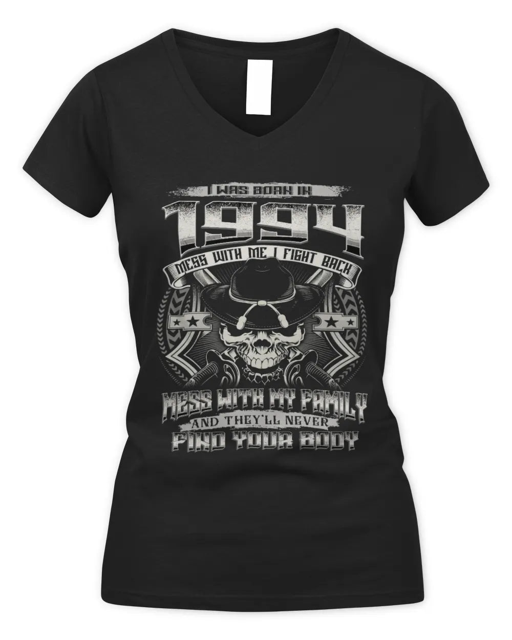 1994 HH89-K2 – Protective Family Quote T-Shirt - Women's V-Neck T-Shirt - Black