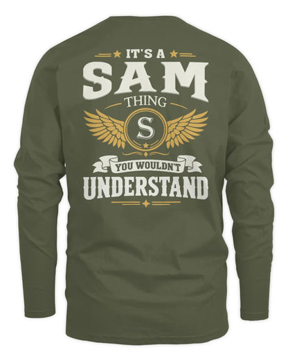 SAM KT06-M008 It’s a [NAME] Thing – You Wouldn’t Understand | Personalized Vintage T-Shirt - Men's Long Sleeved T-Shirt - Military Green