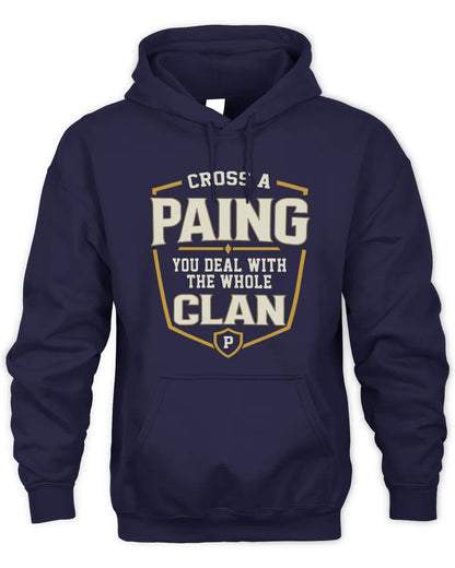 PAING NT1-K008 Cross A/An NAME, You Deal With the Whole Clan | Personalized Vintage T-Shirt - Unisex Hoodie - Navy