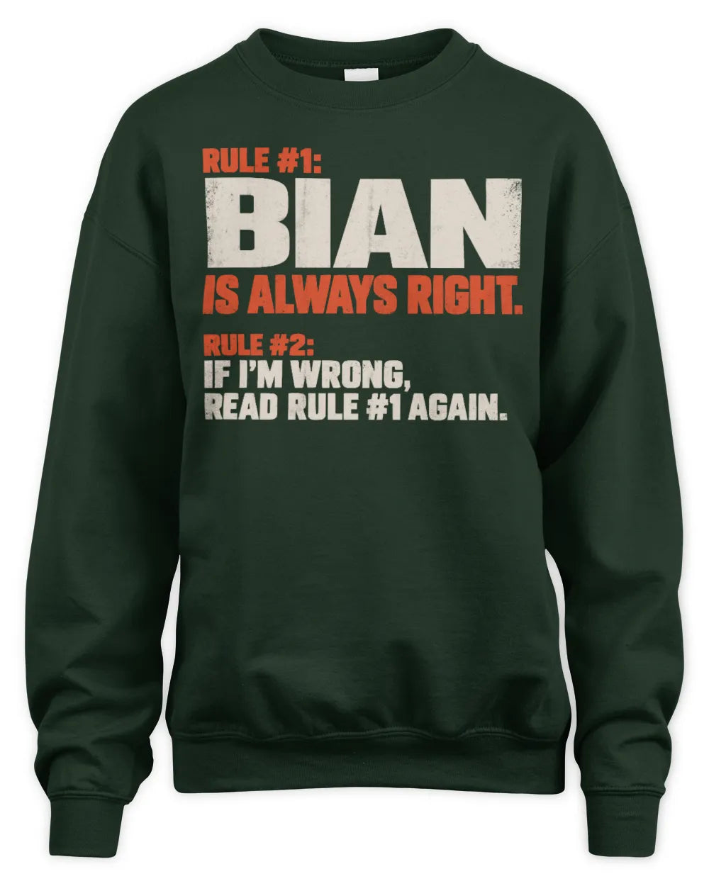 BIAN NP1-H006 
Always Right Personalized Name T-Shirt – Funny Custom Name Shirt - Unisex Sweatshirt - Forest Green